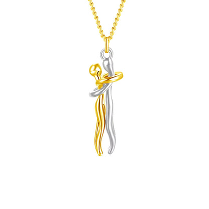 Hip Hop Embrace Couple Pendant Necklace Adjustable Hugging Pendant Necklace Jewelry Valentine Day Gift